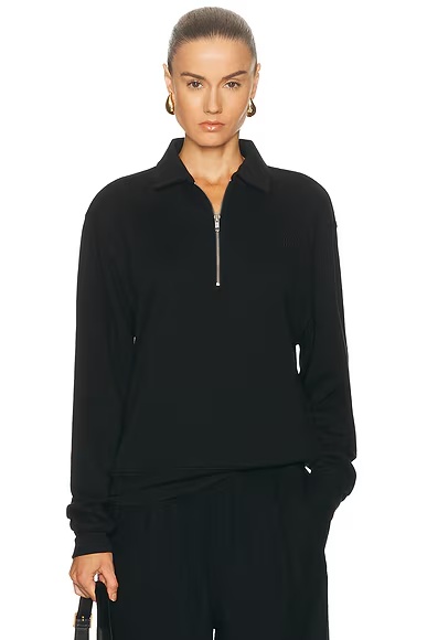 Zip-up Polo Sweatshirt Black