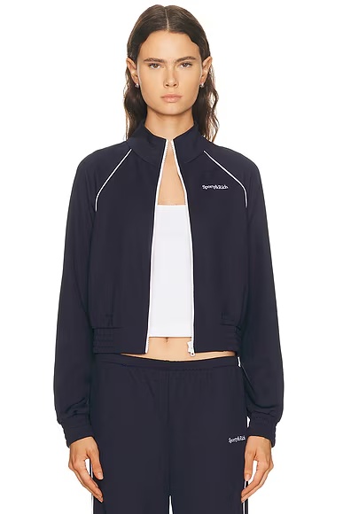 Serif Logo Retro Track Jacket Dark Navy & White