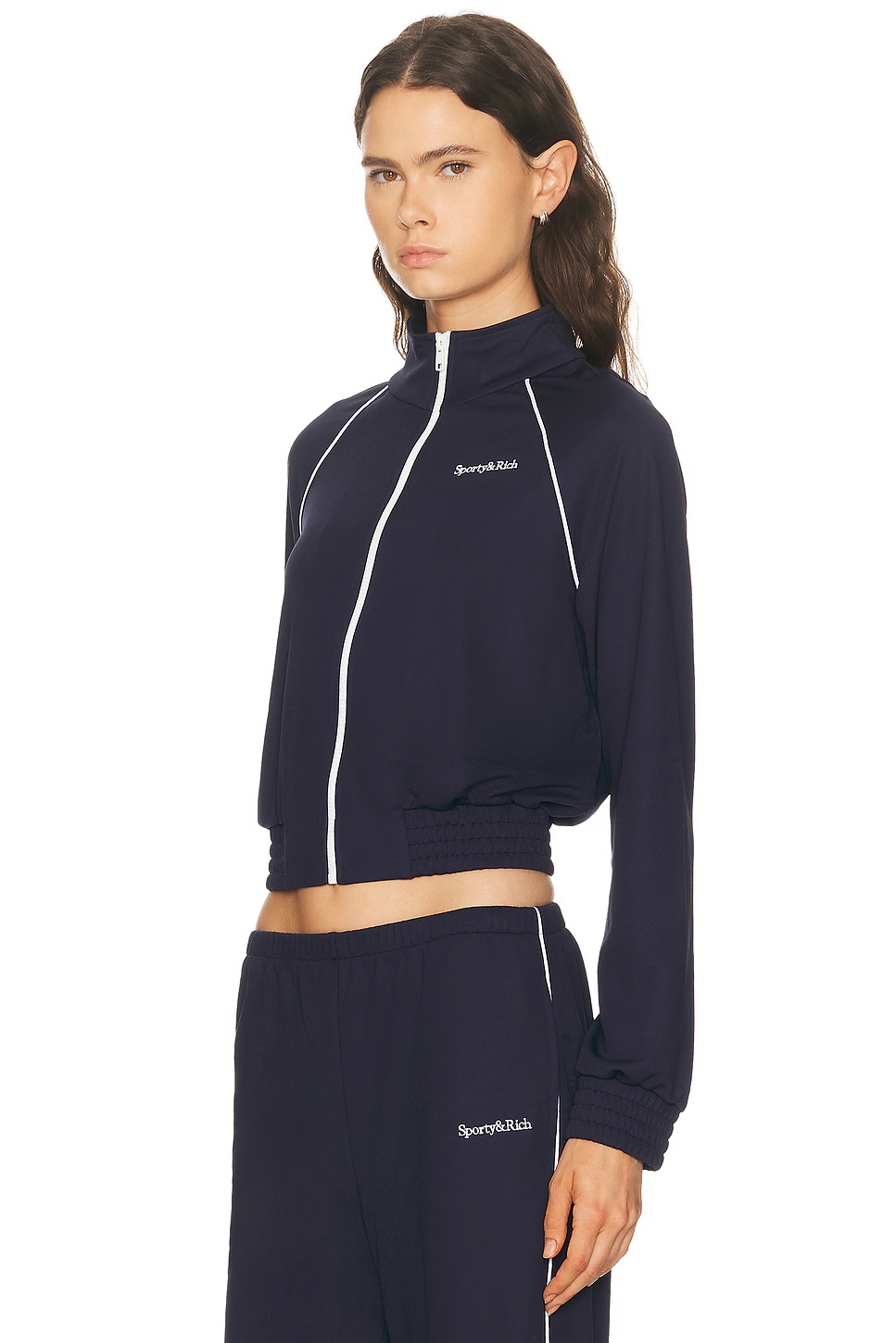 Serif Logo Retro Track Jacket Dark Navy & White
