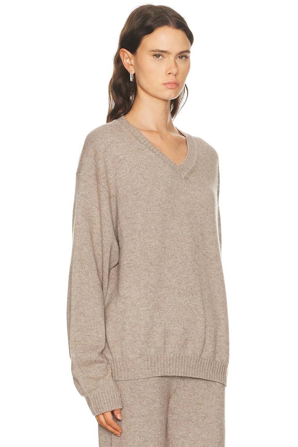 Cashmere V Neck Pullover Sweater Linen