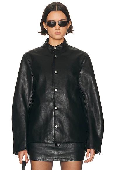 Curved Sleeve Moto Jacket Black