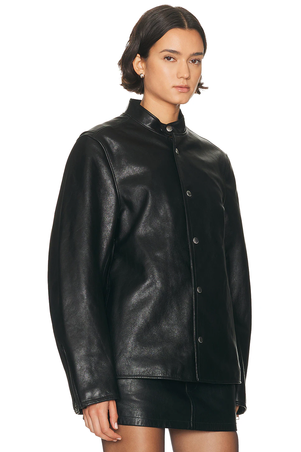 Curved Sleeve Moto Jacket Black