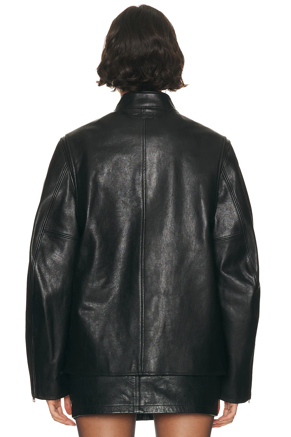 Curved Sleeve Moto Jacket Black