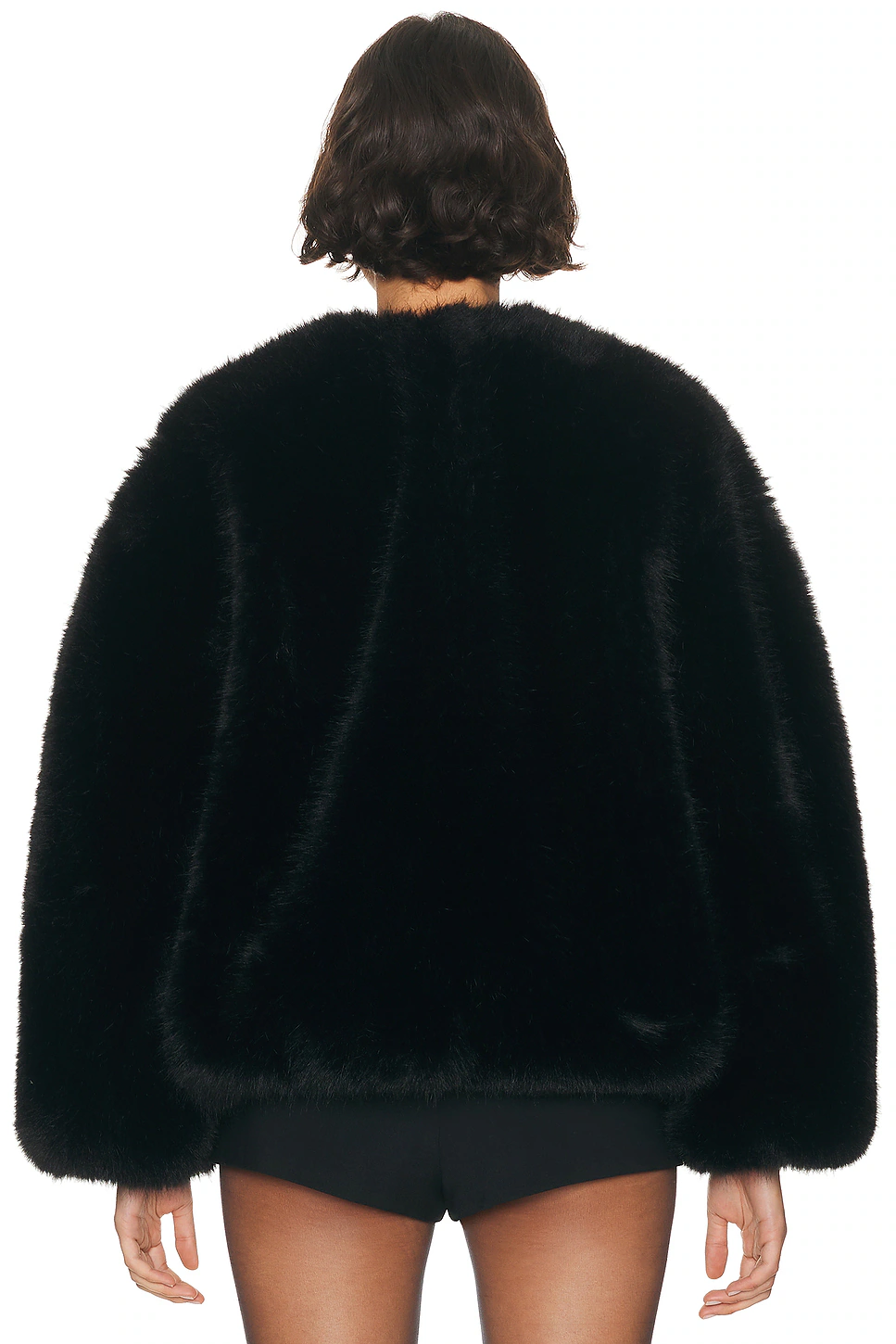 Long Hair Faux Fur Bomber Black