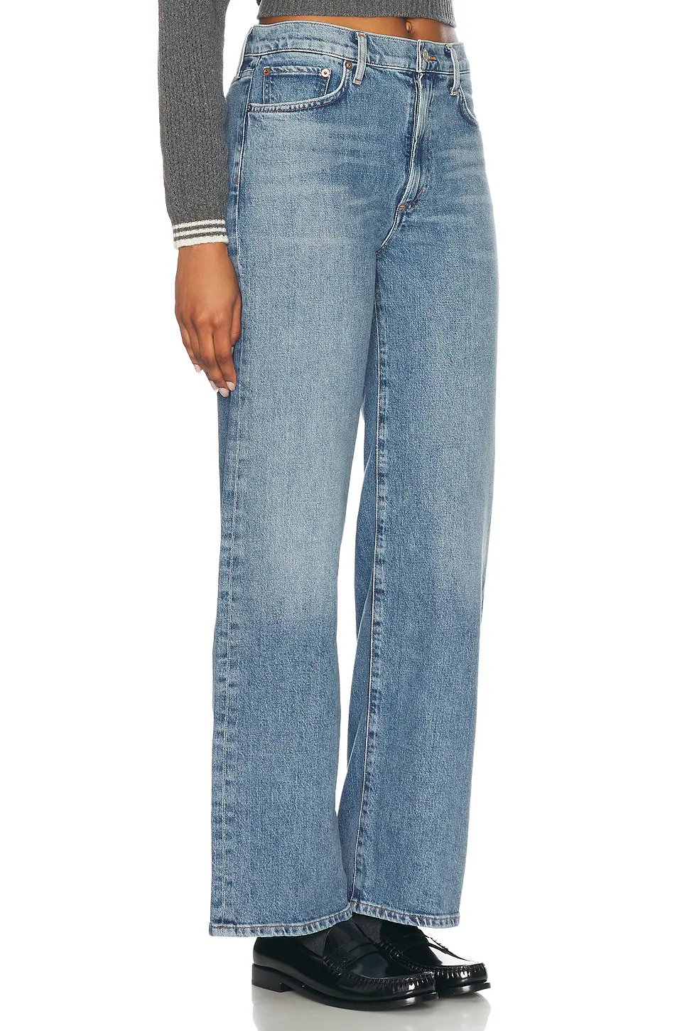 Harper Mid Rise Relaxed Straight Jeans Flash