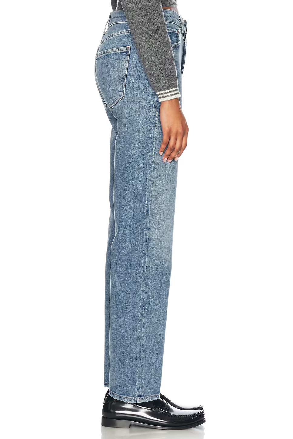 Harper Mid Rise Relaxed Straight Jeans Flash