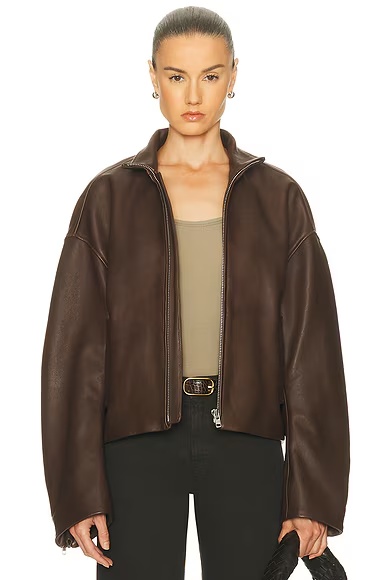 Romy Leather Jacket Chocolate Brown