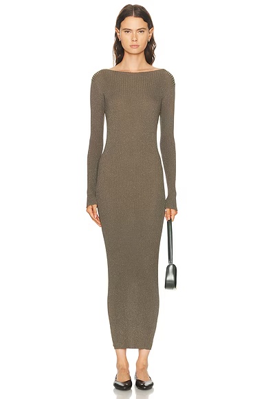 Blake Rib Long Sleeve Maxi Dress Moss