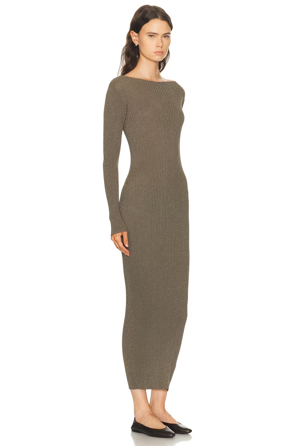 Blake Rib Long Sleeve Maxi Dress Moss