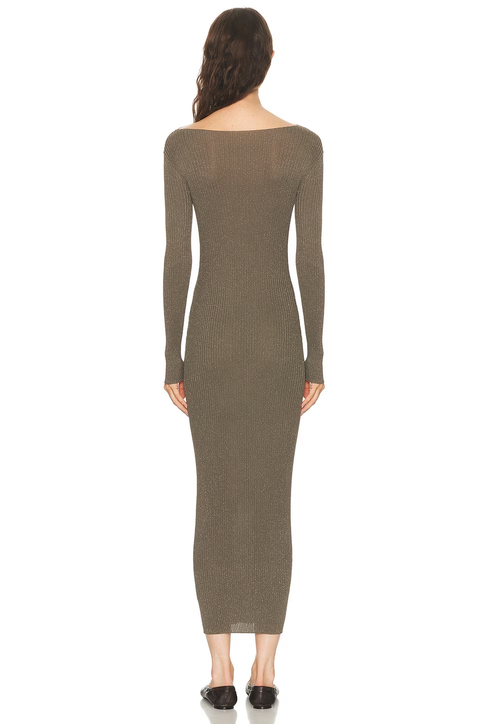 Blake Rib Long Sleeve Maxi Dress Moss