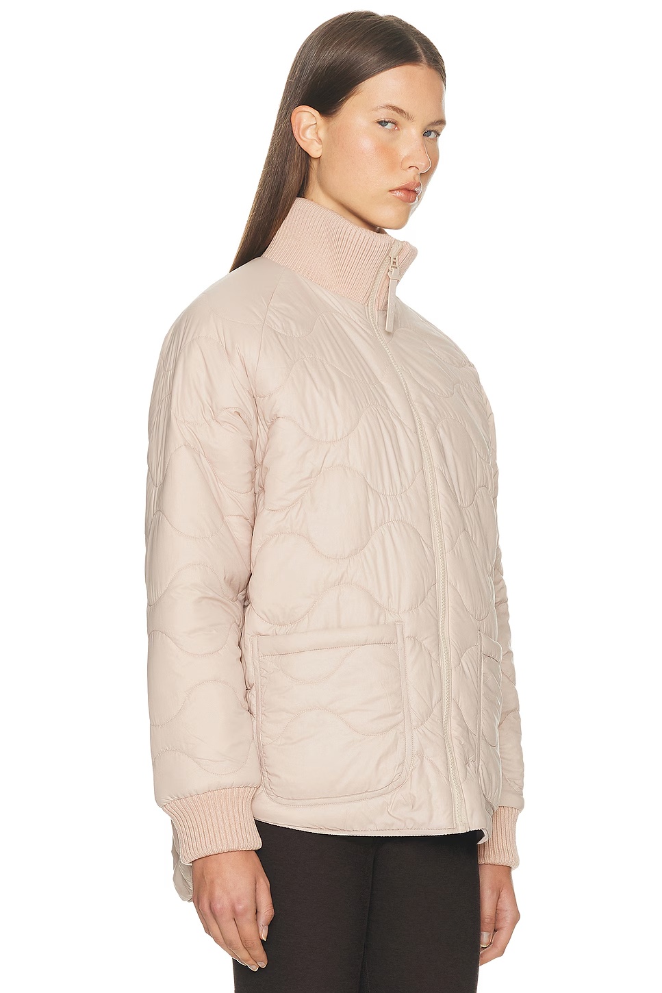 Reversible Quilted Fleece Jacket Oat Latte