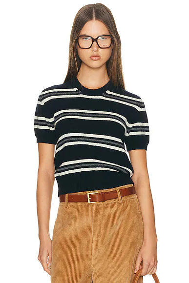 Wicklow Stripe T-Shirt Navy Stripe