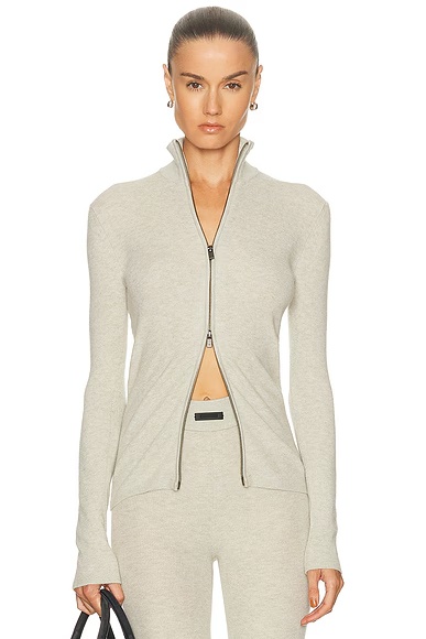 2-way Zip-Up Jacket Heather Stone