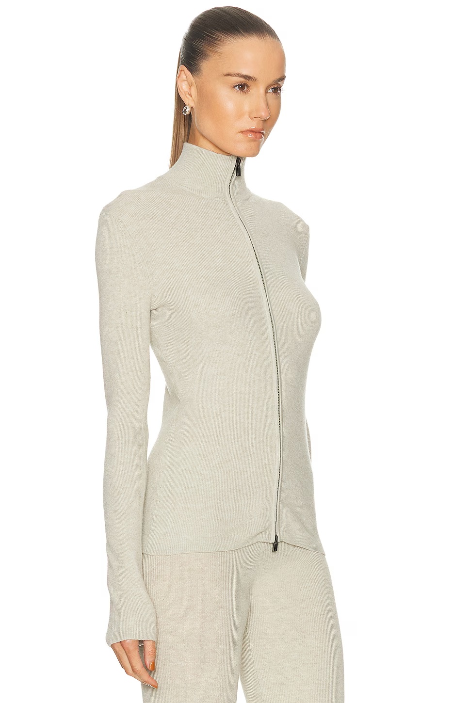 2-way Zip-Up Jacket Heather Stone