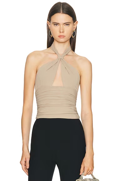 for FWRD Piper Knotted Halter Top Dune