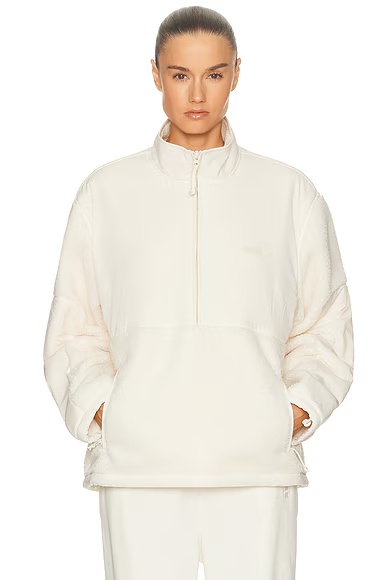 Teddy Half Zip Pullover Jacket Ecru