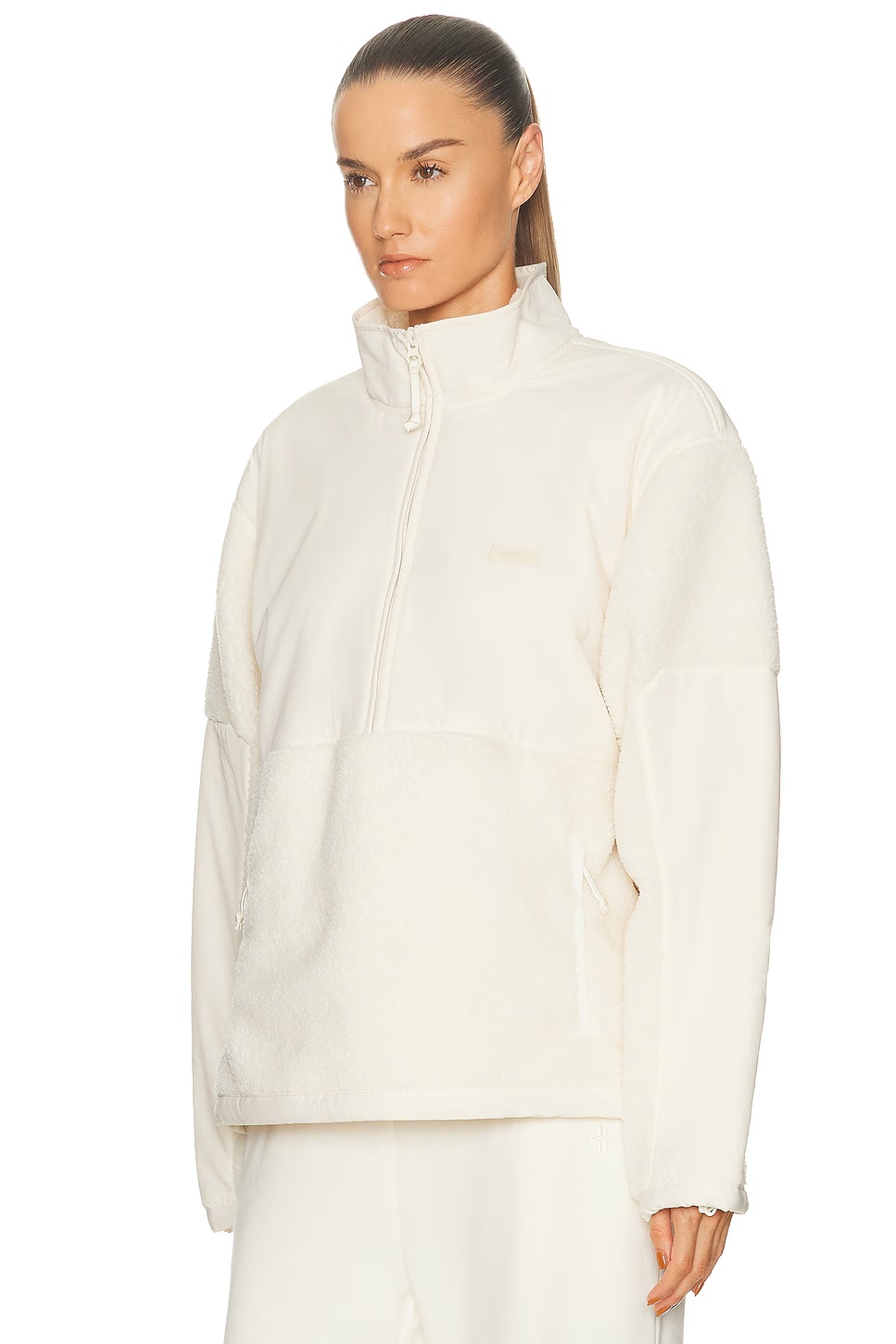 Teddy Half Zip Pullover Jacket Ecru