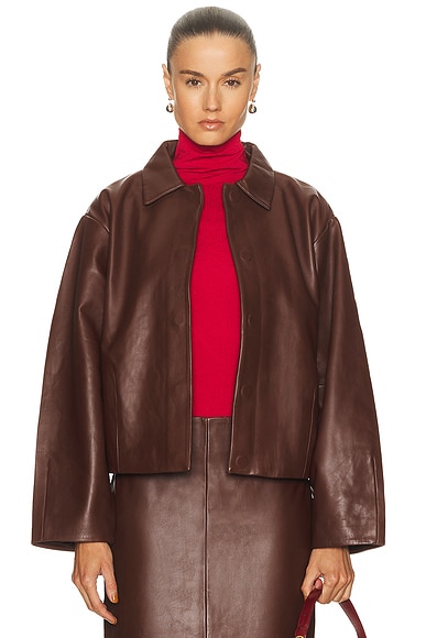 Leather Cocoon Jacket Rum