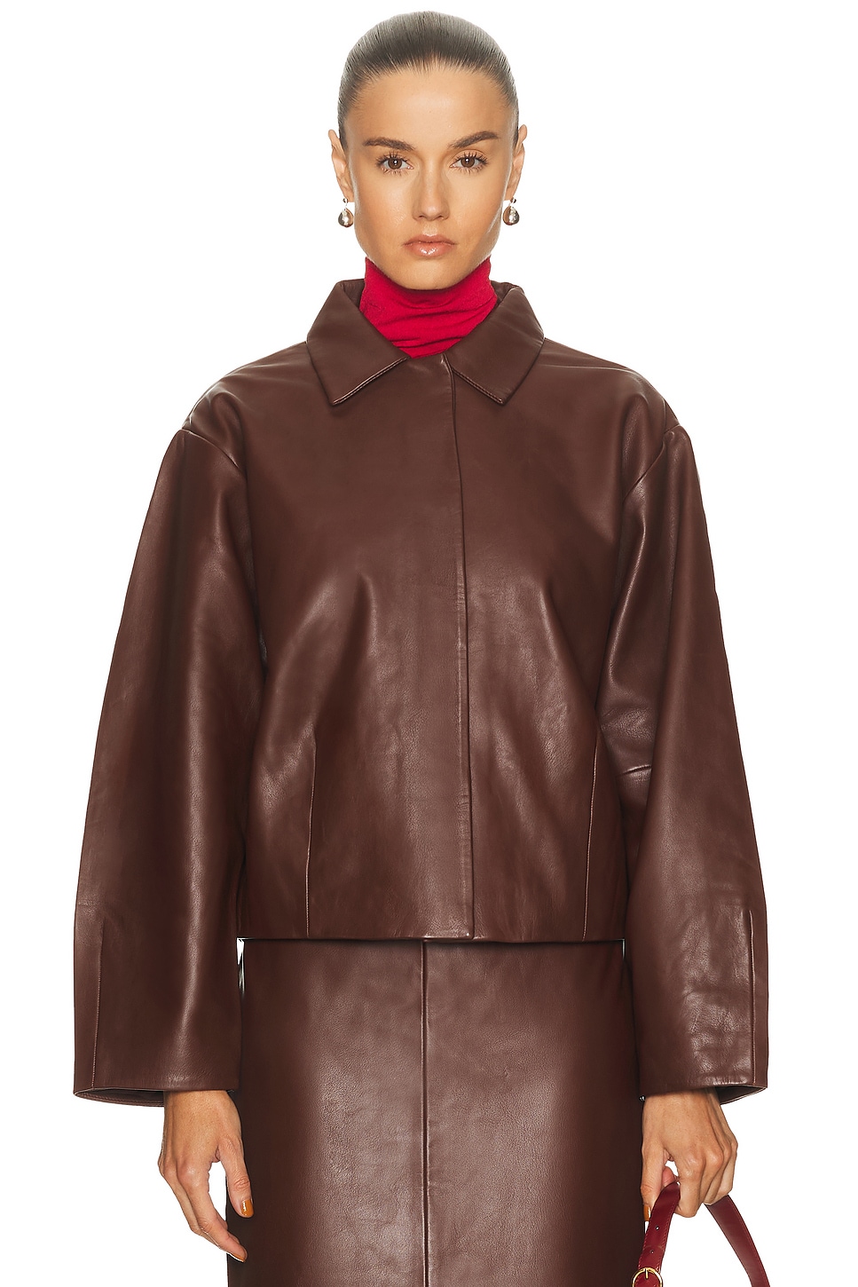 Leather Cocoon Jacket Rum