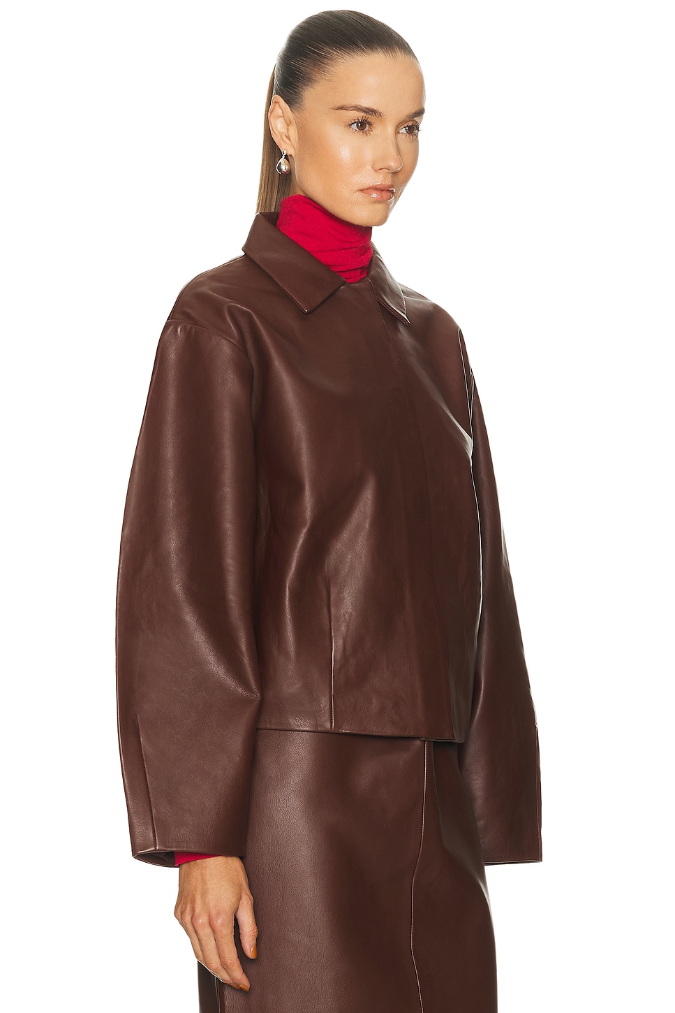 Leather Cocoon Jacket Rum
