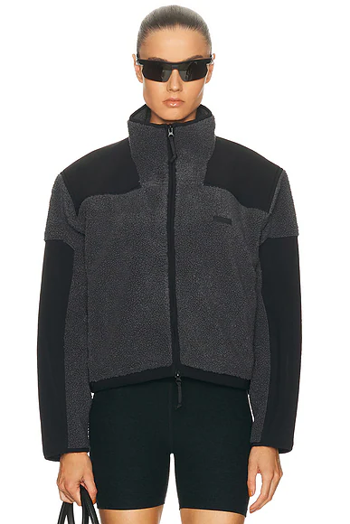 Teddy Boxy Zip Up Jacket Ash