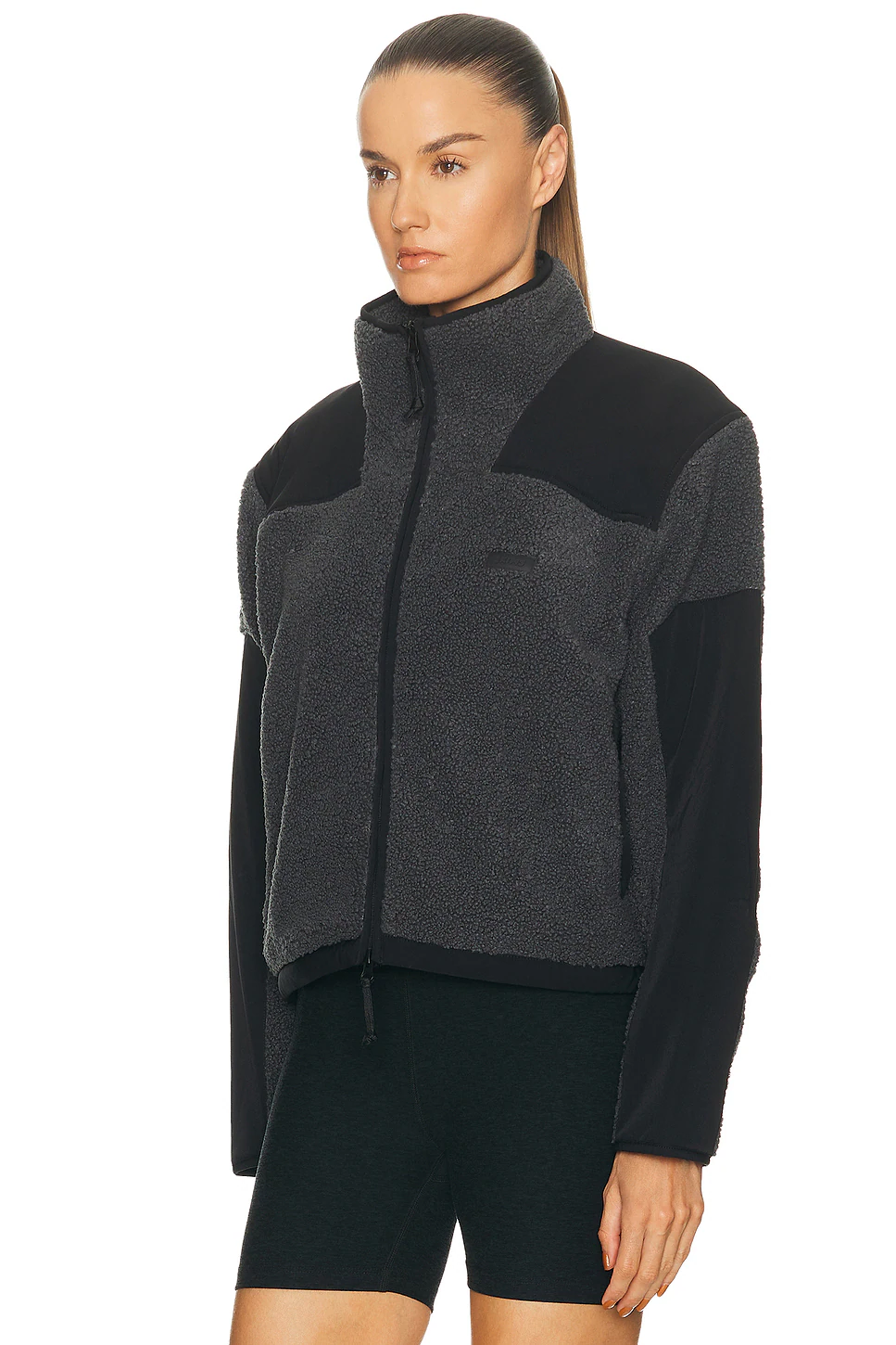 Teddy Boxy Zip Up Jacket Ash