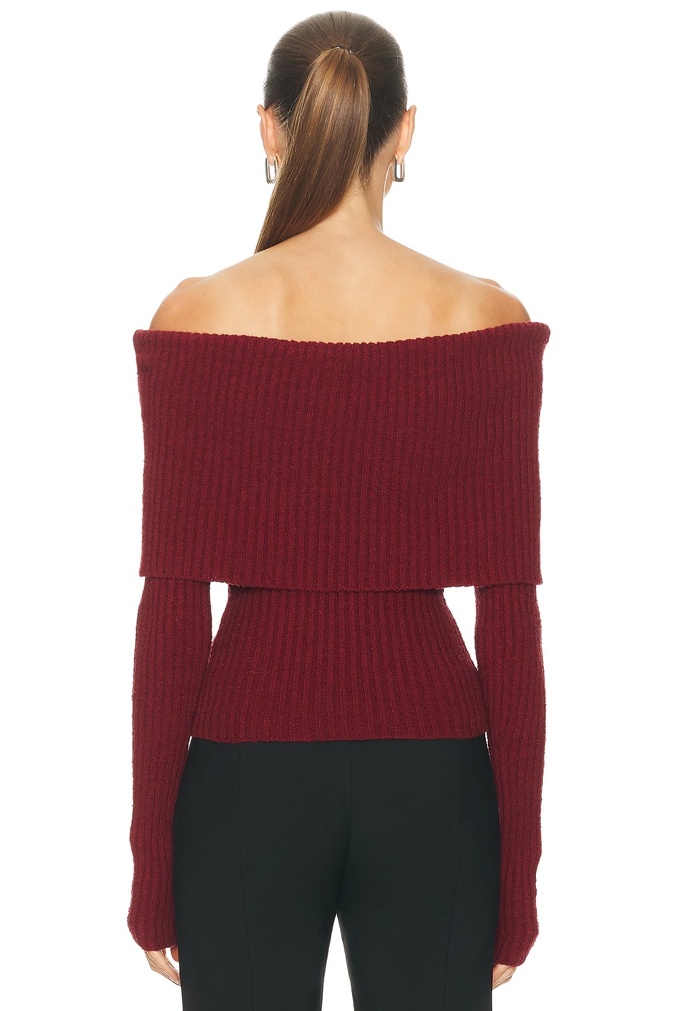 by Marianna Namir Off Shoulder Sweater Oxblood