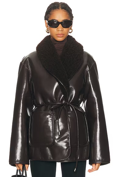 by Marianna Neriah Reversible Faux Leather Jacket Chocolate Brown