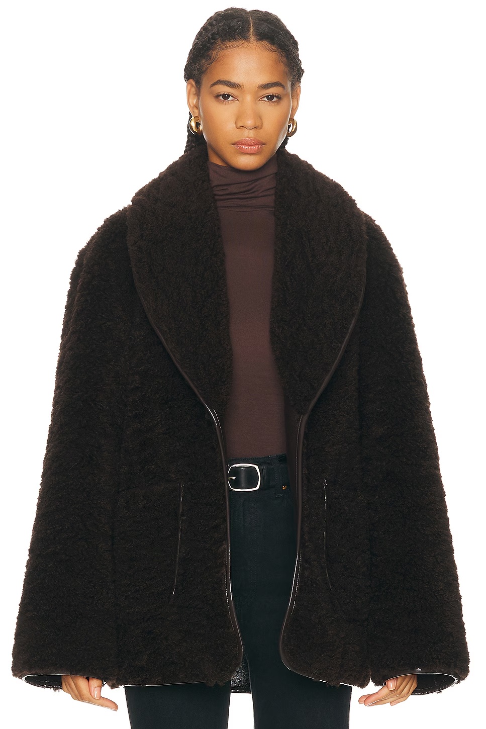by Marianna Neriah Reversible Faux Leather Jacket Chocolate Brown