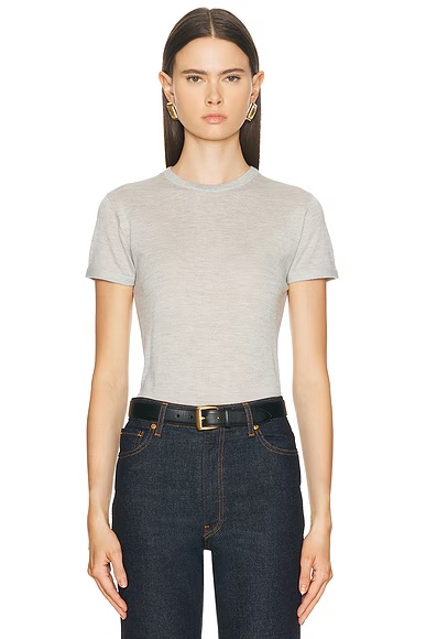 Cashmere Silk Knit Tee Gris
