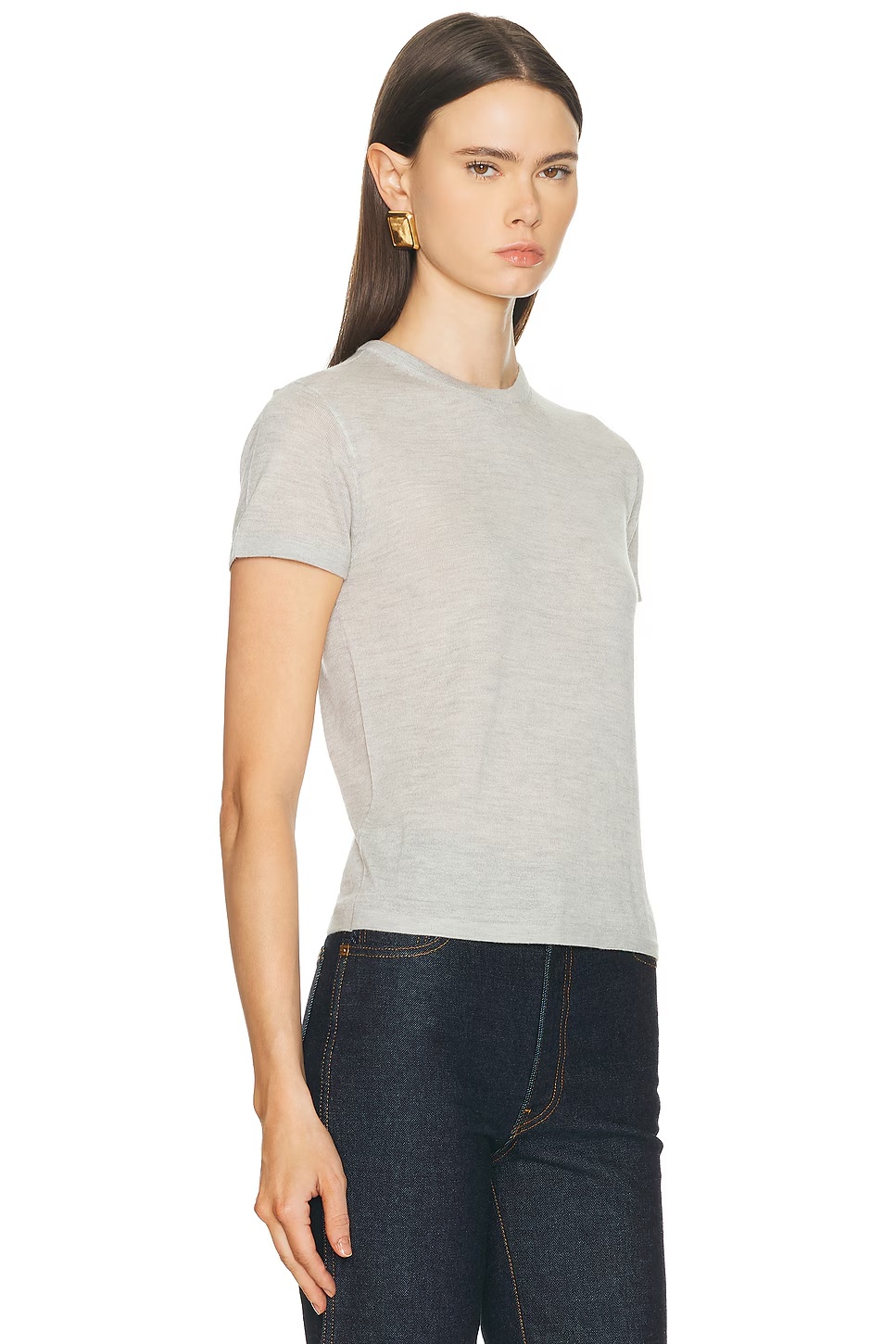 Cashmere Silk Knit Tee Gris