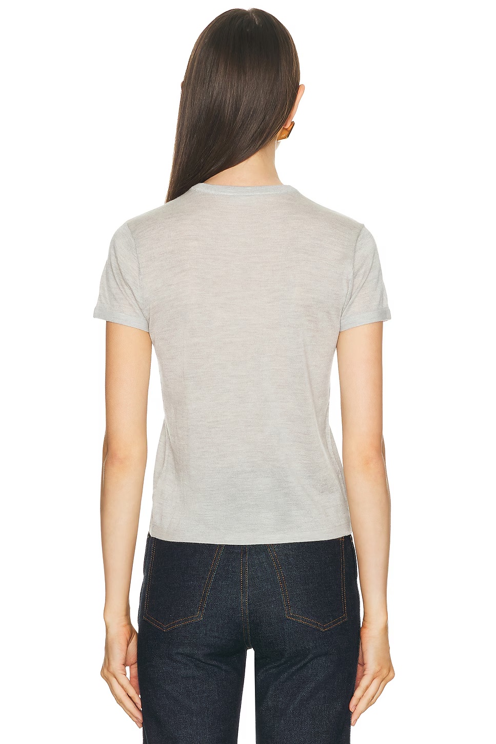 Cashmere Silk Knit Tee Gris