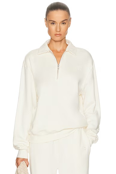 Zip-up Polo Sweatshirt Cream