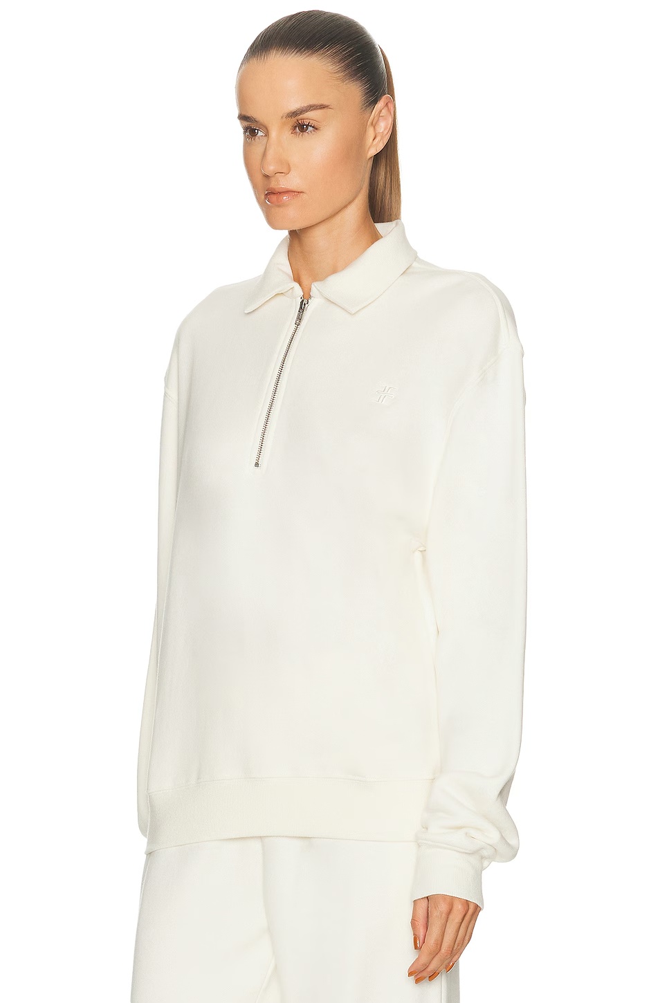 Zip-up Polo Sweatshirt Cream