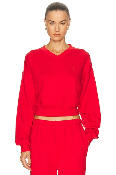 Cropped V-Neck Sweatshirt Rouge