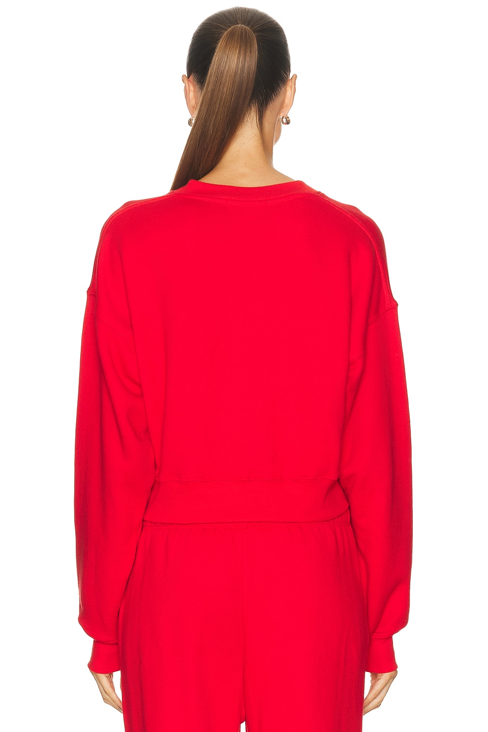 Cropped V-Neck Sweatshirt Rouge