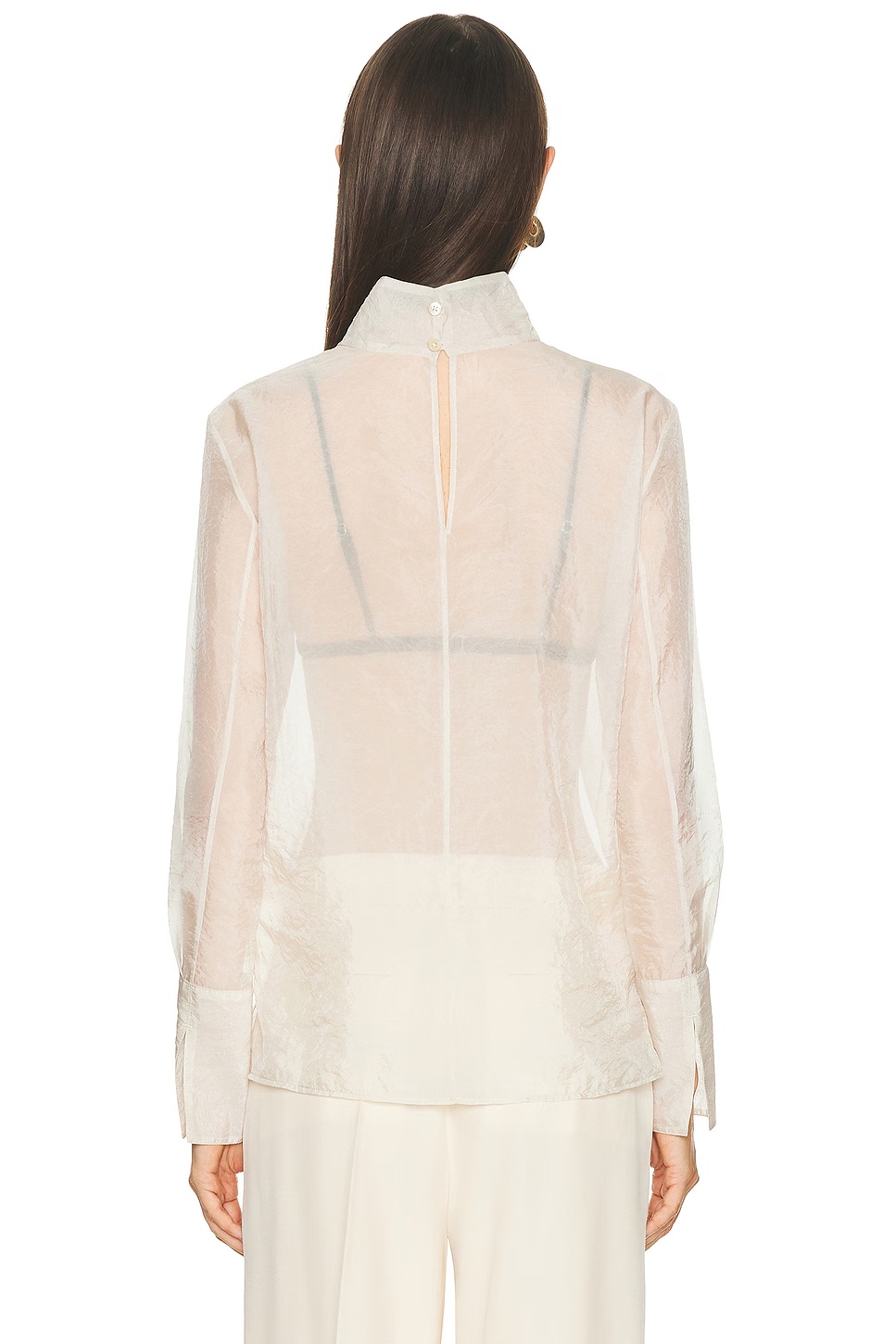 Organza Turtleneck Blouse Cream