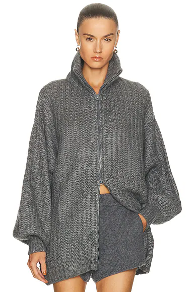 Marly Zip Up Cardigan Stormy Grey
