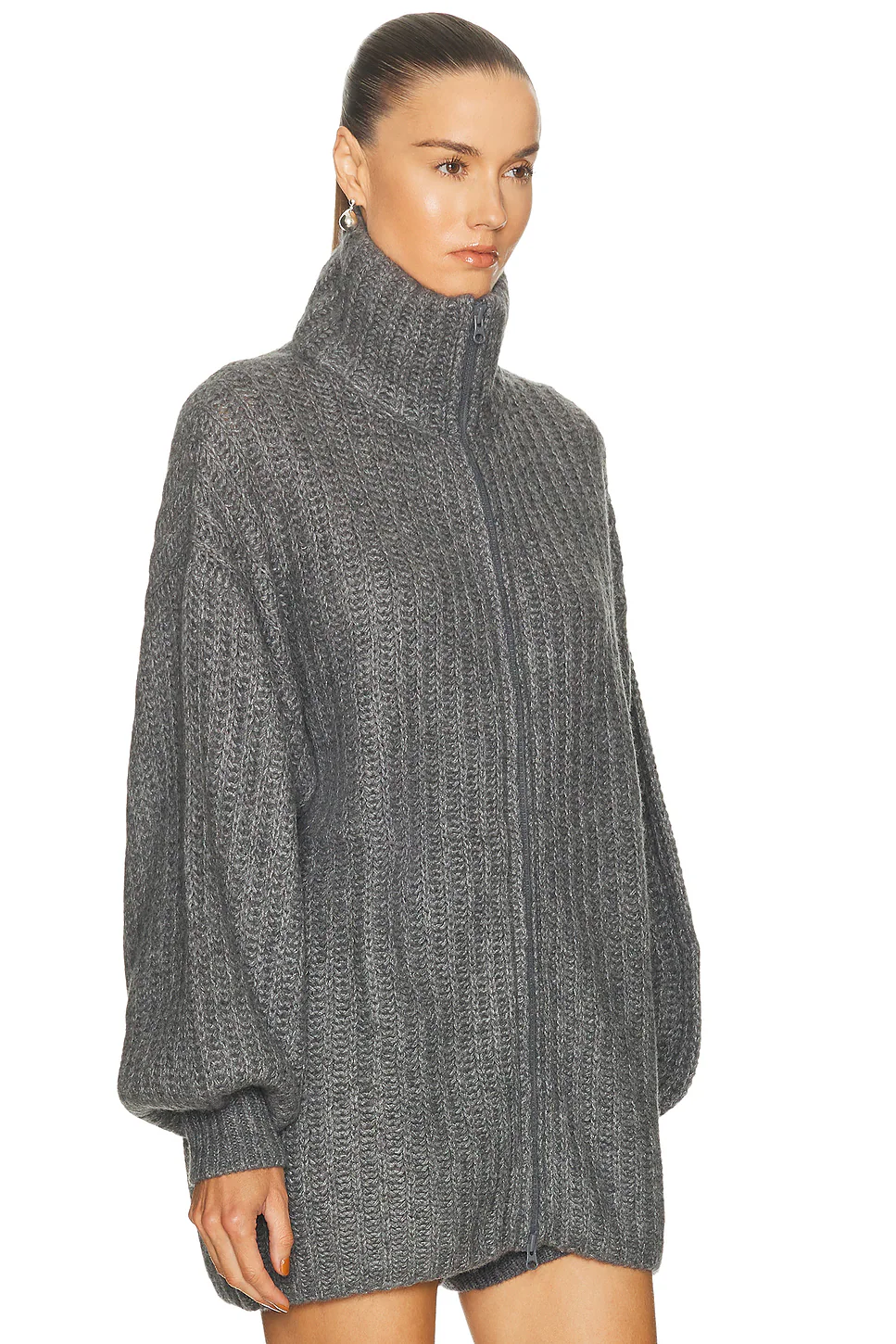 Marly Zip Up Cardigan Stormy Grey