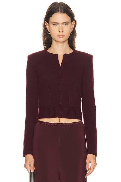 Emilia Shoulder Pad Cardigan Bordeaux