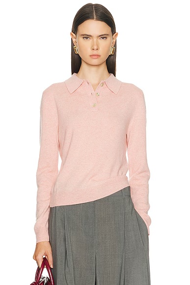 Cashmere Long Sleeve Polo Rose Quartz
