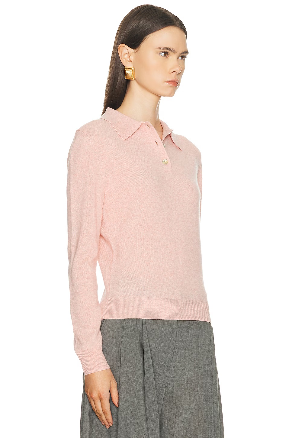 Cashmere Long Sleeve Polo Rose Quartz
