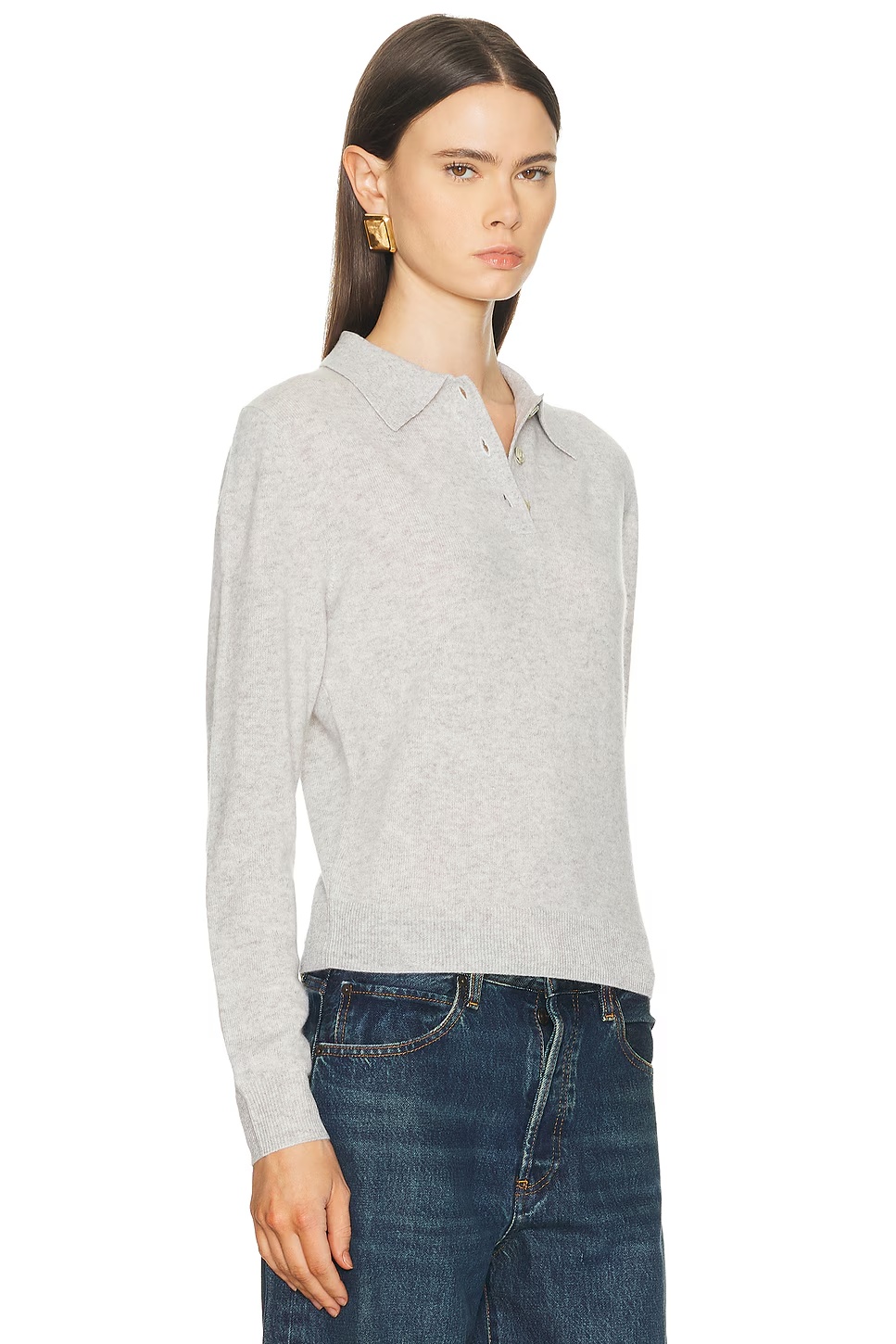Cashmere Long Sleeve Polo Cloudy