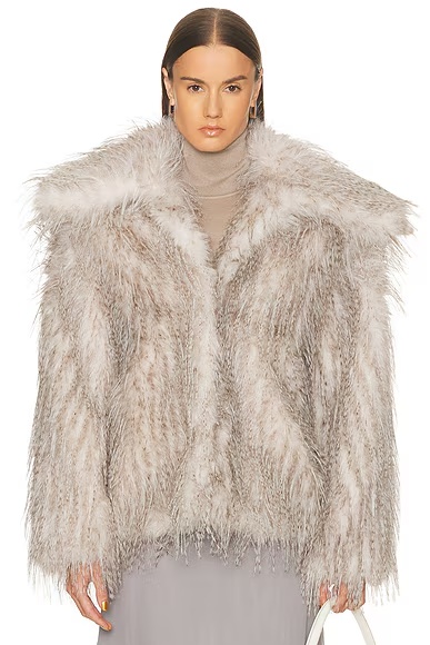 Dagmar Short Faux Fur Coat White & Grey