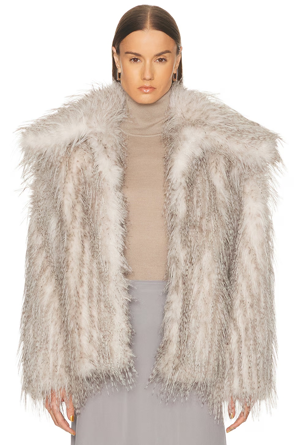 Dagmar Short Faux Fur Coat White & Grey
