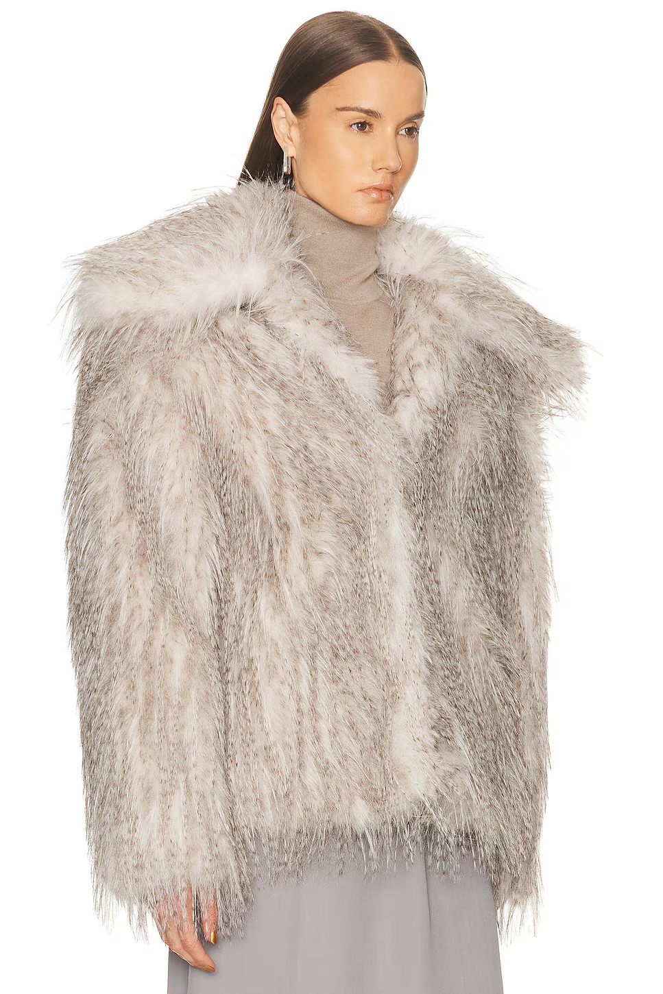 Dagmar Short Faux Fur Coat White & Grey