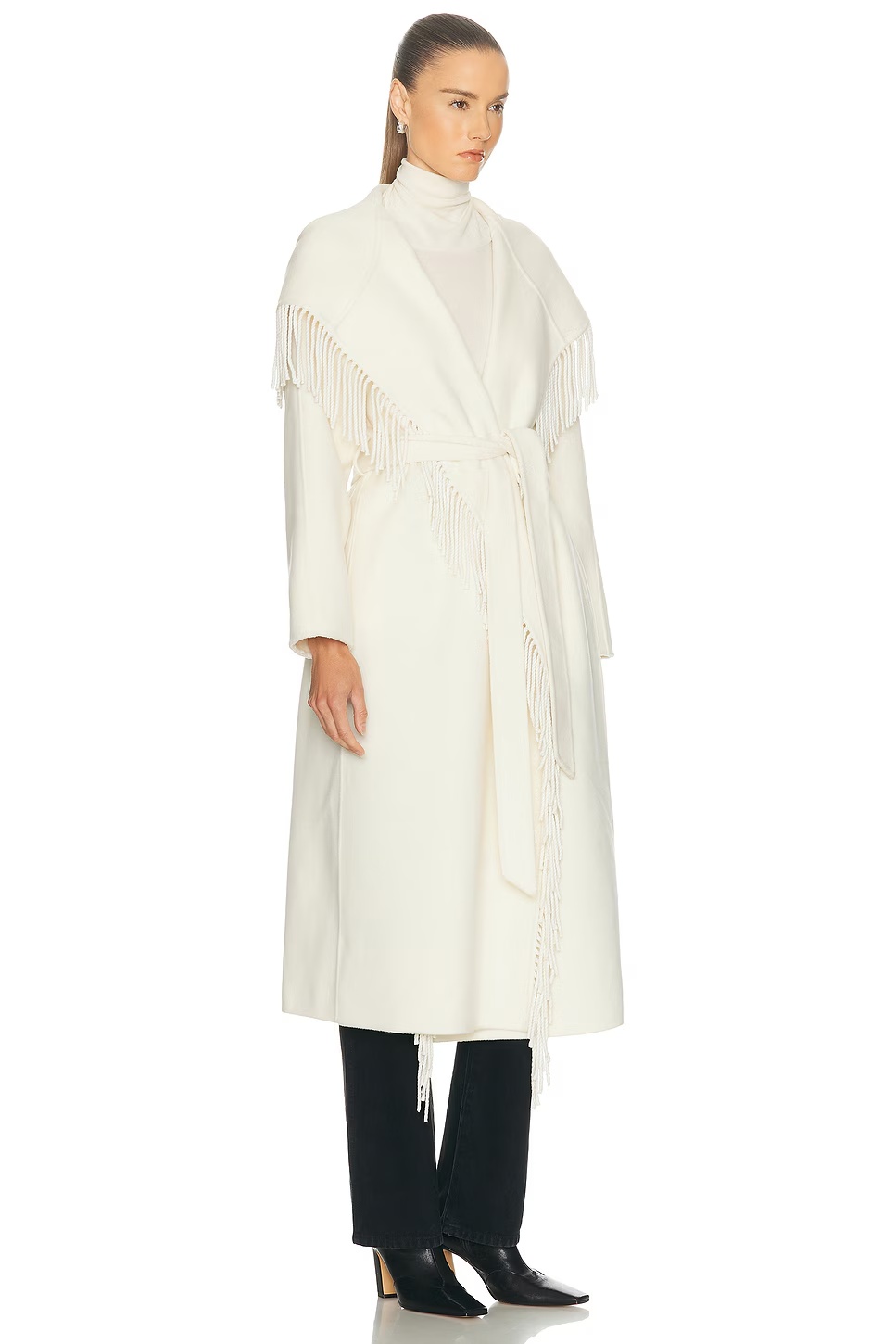 Charli Hooded Fringe Coat Gardenia