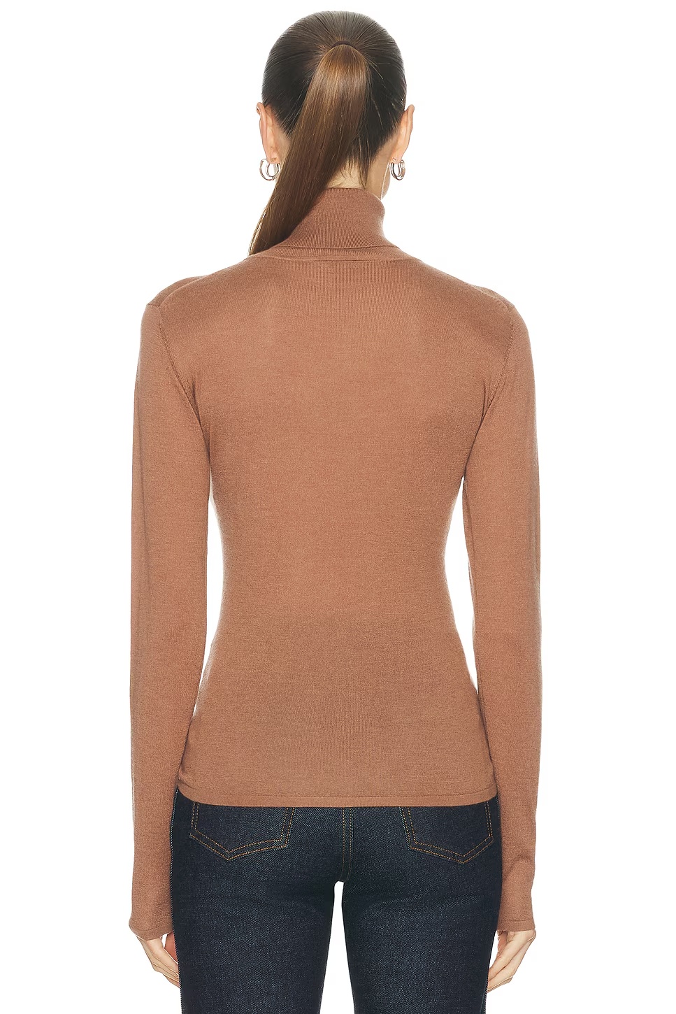 Cashmere Silk Fitted Turtleneck Sweater Amber