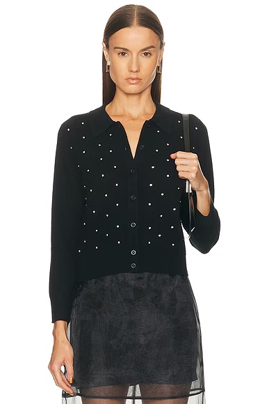 Rhinestone Cardi Black