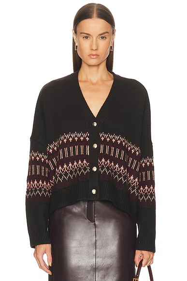 Elliot B Boxy Cropped Fairisle Cardigan Oaktree Multi